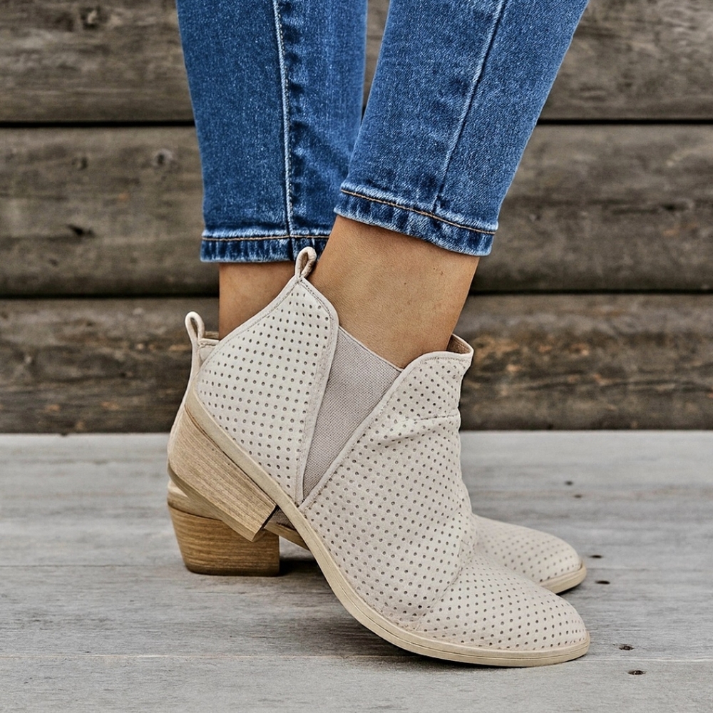 Report Dexter Rustic Boho Ruched  Block Heel Comfort Bootie 7M